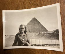 Vintage 1940s Egypt Ancient Pyramid Ruins Travel Vacation Woman Real Photo P9N10 picture