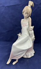 RETIRED Lladro Figurine 5443 Bedtime Girl with Two Cats Made in Spain w/box picture