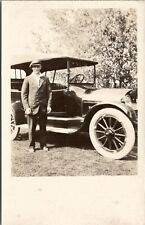 RPPC Antique Automobile Gentleman Posing with Nice Car c1910 Postcard U20 picture