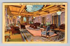 Salt Lake City UT-Utah, Utah State Capitol Gov Reception Room Vintage Postcard picture