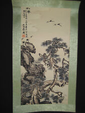 70CM Old Antique Chinese painting scroll Landscape Silk Rice paper By Qu Zhaolin picture