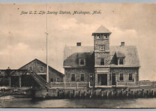 Muskegon MI US Life Saving Station Michigan Vintage Unposted Postcard picture