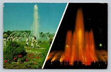 Halifax Nova Scotia Canada Lovely Day & Night Fountain VINTAGE Postcard picture