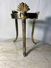 Vintage Brass Three Legged Art Deco Fan Orb/Plant/Candle Stand picture