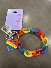 Claire's Rainbow Heart Gay Pride Chunky Links Key Chain LGBTQ picture