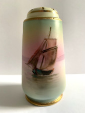 Antique Nippon Sugar Shaker Gold Moriage Muffineer Handpainted Sailboat JAPAN picture