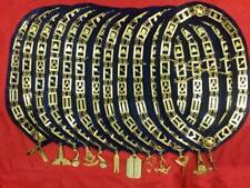 MASONIC REGALIA BLUE OFFICER METAL CHAIN COLLARS WITH JEWELS 12 PCS, A+ quality picture