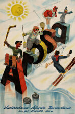 Arosa vintage swiss ski winter travel poster 12x18 picture
