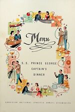 1960 S.S. PRINCE GEORGE CAPTAINS DINNER MENU CANADIAN NATIONAL STEAMSHIPS-E11-E picture