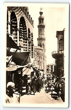 1920S CAIRO EGYPT STREET SCENE MOUSKY TRADERS MARKET WAGONS RPPC POSTCARD P1623 picture