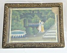 Old Vintage Lord Krishna & Radha Beautiful Painting in Wooden Frame Collectible picture