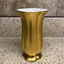 Vintage Pickard China Vase with Gold Etching Exterior and white Interior picture