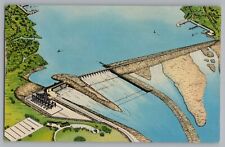 Yankton South Dakota Gavin's Point Dam Missouri River Curt Teich Postcard 1954 picture