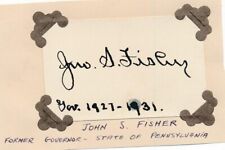 John S. Fisher-Vintage Signed Card from the 1930s (29th Gov of PA) picture
