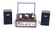 1970s Vintage Pentonic Brown Mini Speakers & Record Player Wind Up Toys WORKS picture