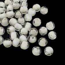 10 Glow In The Dark Glass Beads 8mm Lampwork White Jewelry Making Supplies Set picture