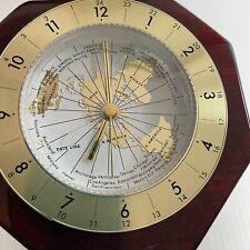 Vintage Collectible World Time Clock - Cherry Wood Octagon Taiwan Movement picture