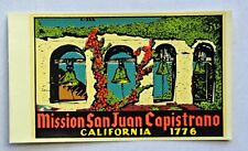 Vintage Original MISSION SAN JUAN CAPISTRANO California Travel Souvenir Decal picture