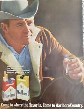 1968 Marlboro  cowboy hat smoking cigarette come to country vintage ad picture