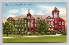 Postcard St Anselms College Manchester New Hampshire NH, Vintage Linen D20 picture
