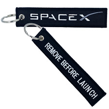 Large 5 inch Black SpaceX REMOVE BEFORE LAUNCH Luggage Tag zipper pull keychain picture