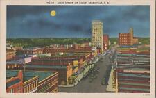 Postcard Main Street at Night Greenville SC South Carolina  picture