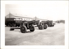 Snapshot M101 105mm Howitzer Artillery Cannons On Military Base Vintage Photo picture