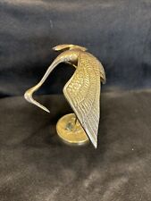 Vintage Handmade Solid Brass Crane Egret Heron Bird Sculpture 6.5