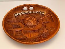 Vintage 1961-63 NY Worlds Fair Unisphere Syroco Wood Platter Plate picture