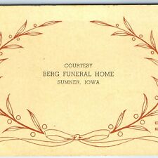 c1920s Sumner, Iowa Berg Funeral Home Blotter Trade Card Advertising IA Vtg C49 picture
