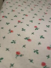 Vintage Blanket Satin Edge White Classic Pink Roses 68x73 Soft Flannel Bedding picture