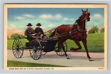 Lancaster County PA-Pennsylvania, Amish Boys Out For A Drive Vintage Postcard picture