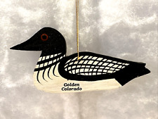 Vintage Handmade Wood Golden Colorado Duck Hanging Ornament 4.5” with Gold Hang picture