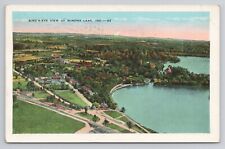 Postcard Bird's Eye View Of Winona Lake Indiana 1930 picture