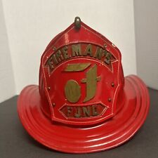 Cairns and Brothers Aluminum Red Firemans Fund Leather Badge Firefighter Helmet  picture