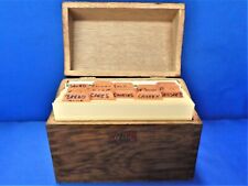 OAK RECIPE INDEX BOX by WEIS USA DOVETAIL JOINTS VINTAGE ORIGINAL COOKING picture