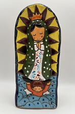 Talavera Mexican Pottery 11” Tea Light / Lamp Sculpture Praying Lupita & Angel picture