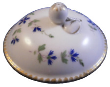 Antique 18thC French Porcelain Blue Cornflowers Lid for Cup Porzellan Deckel #2 picture