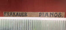Vtg Late 1890’s Early 1900’s Krakauer Piano Wooden Store Front Sign 7-1/2” X 84” picture
