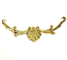 VTG Fancy Ornate Victorian Style Solid Brass Hanging Wall Hook Accent Decor 15” picture