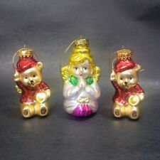Vintage Thomas Pacconi Blown Glass Angel & G&D Teddy Bear Ornaments Set/3 picture