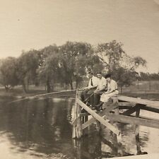 Antique 1910s Men Woman Fishing Outdoors Sportsmen Original Real Photo P8a1 picture