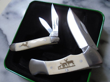 Remington Lockback Hunter 2 Blade Peanut Pocket Knife Knives Set Whitetails Bone picture