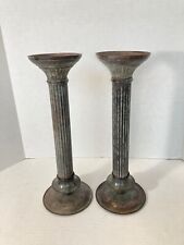 Vintage Pair of Copper Column Candle Holders 13.75