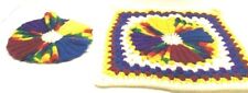 2 pcs  Handmade Crochet Round and square Doilies Set Colorful  picture