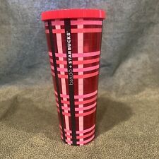 Starbucks Bando 2018 Holiday Pink Plaid Tumbler Venti Travel Cup 24oz No Straw picture