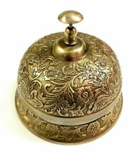 Handmade Brass Ornate Hotel Front Desk Bell ~ Vintage Sale Service Counter Bell picture