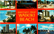 Greetings From Waikiki Beach Multi View postcard picture