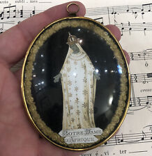 Rare Antique French Reliquary / Ex Voto Our Lady of Africa under Glass c1880 picture