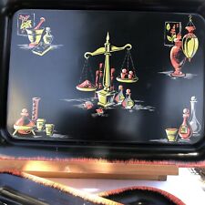 VintagE SETof4 MCM Tv Trays Apothecary Pharmaceutical Design Has Some Scratches picture